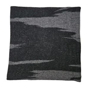 100% Wool Double Knit Wrap Scarf Black Grey Abstract Winter Wear Neck Scarf